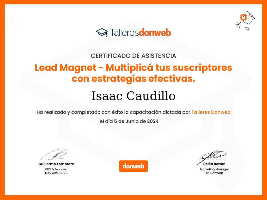 Certificado de asistencia · Talleres DonWeb