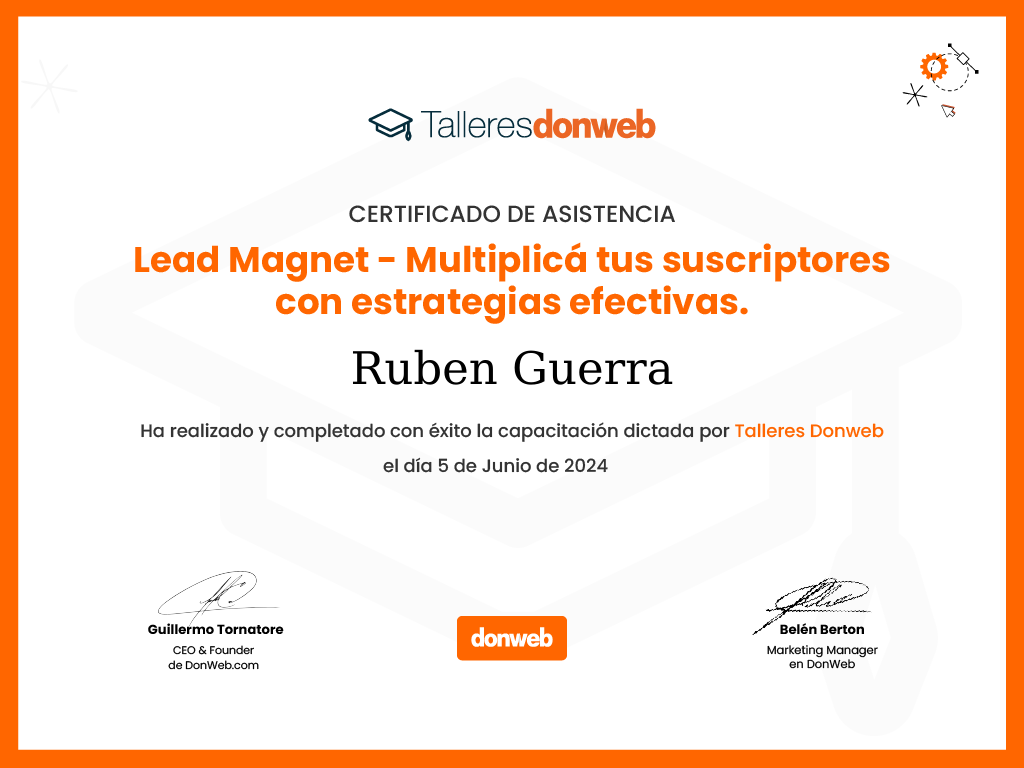 Certificado de asistencia · Talleres DonWeb
