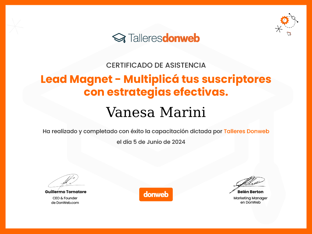 Certificado de asistencia · Talleres DonWeb