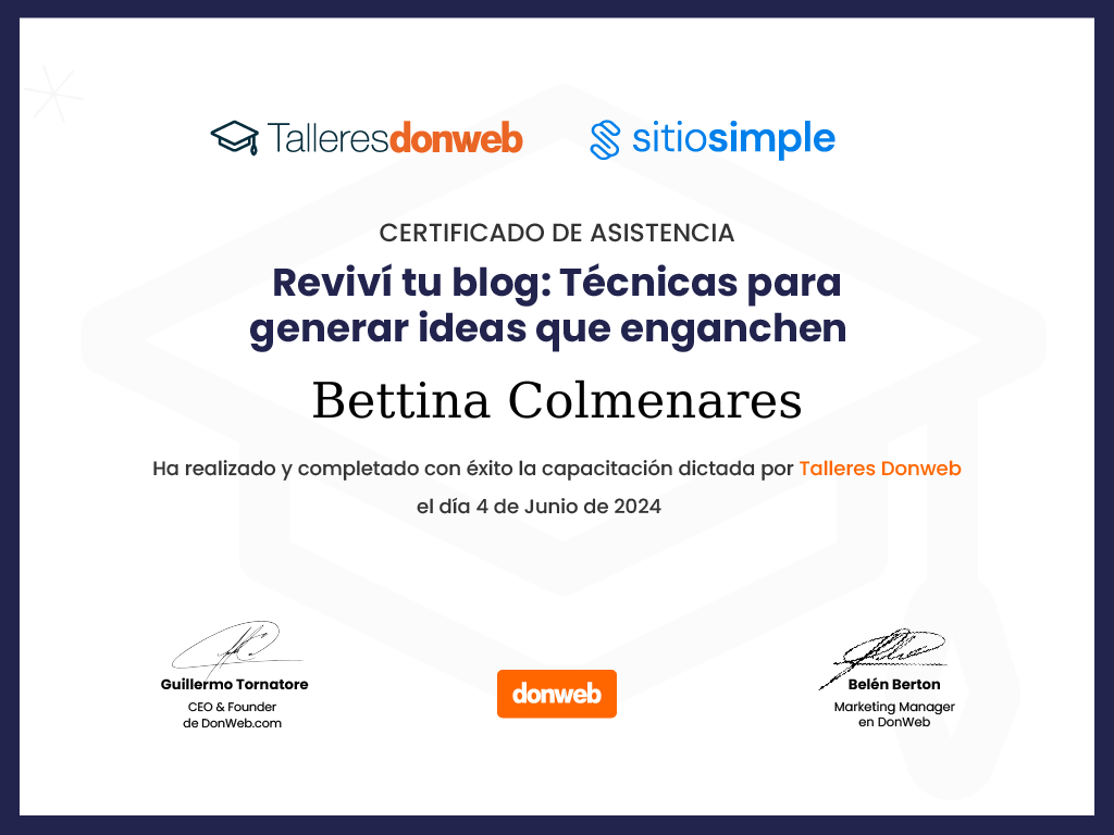 Certificado de asistencia · Talleres DonWeb