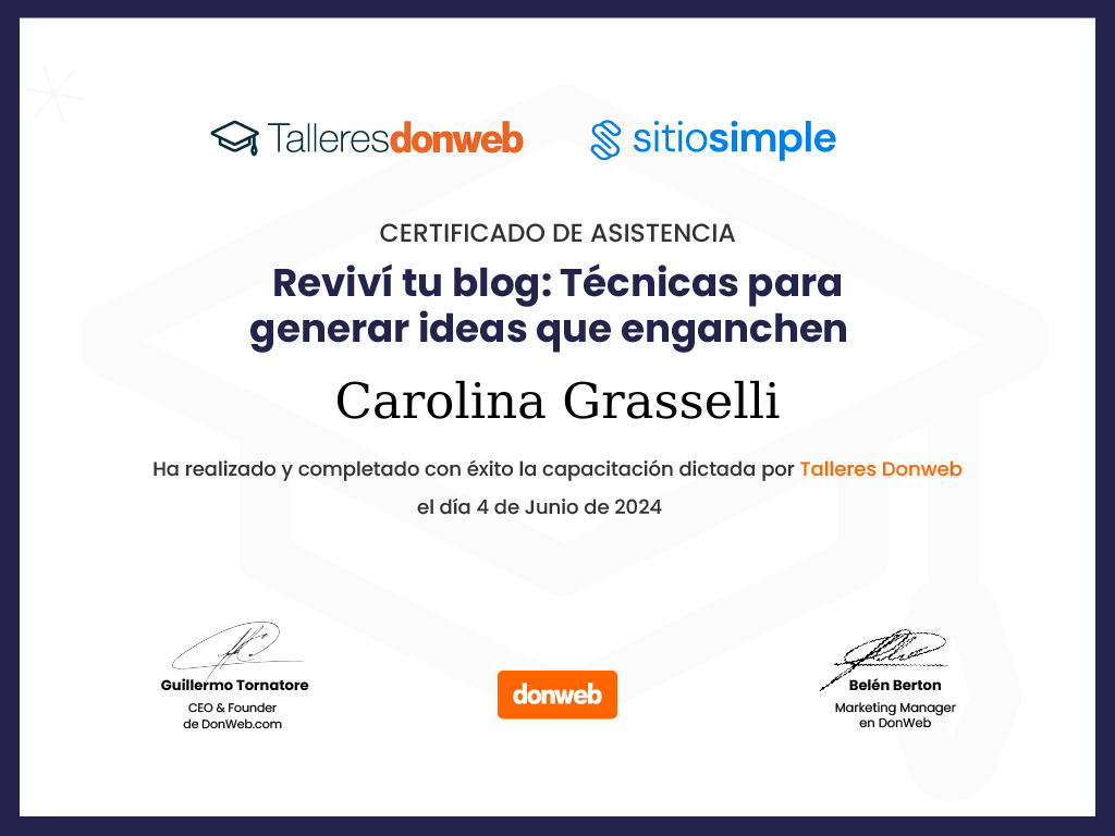 Certificado de asistencia · Talleres DonWeb