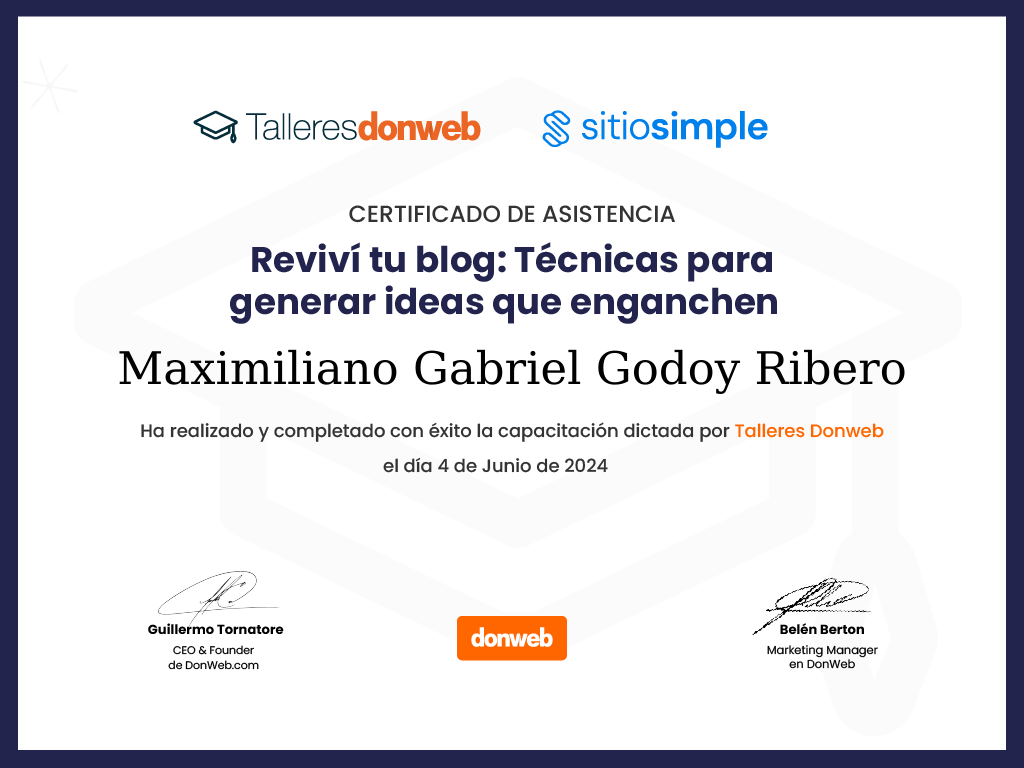 Certificado de asistencia · Talleres DonWeb