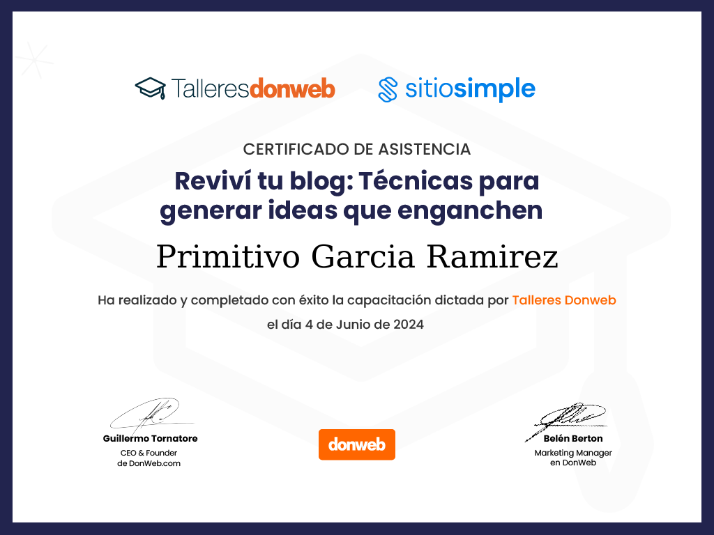 Certificado de asistencia · Talleres DonWeb