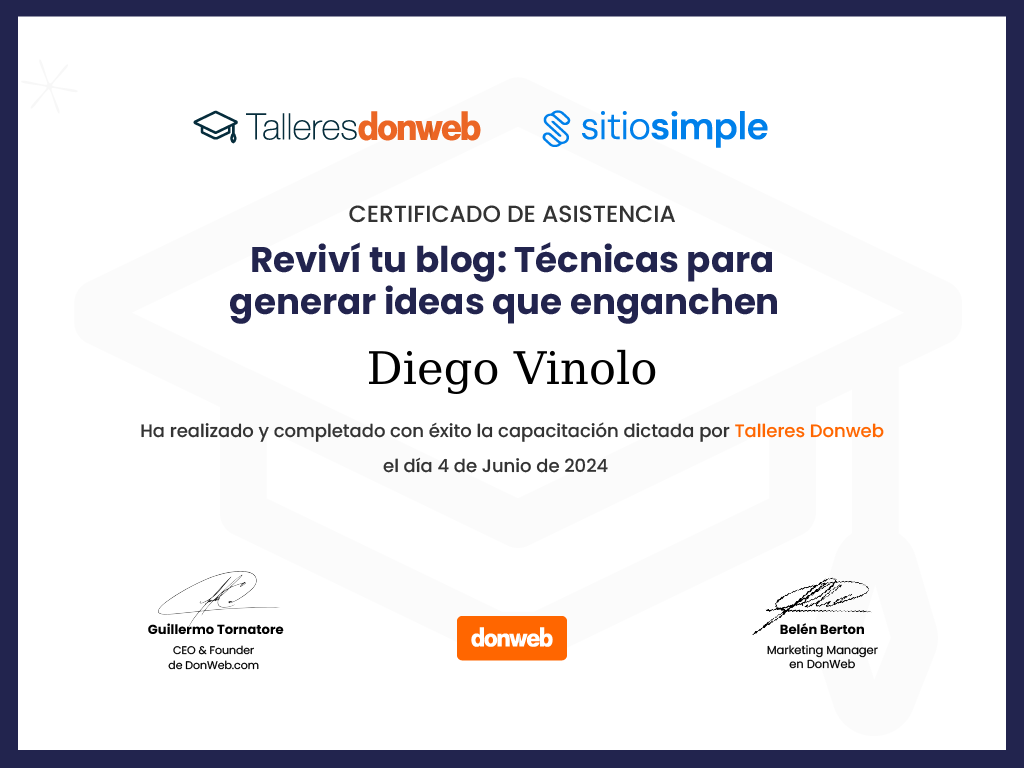 Certificado de asistencia · Talleres DonWeb