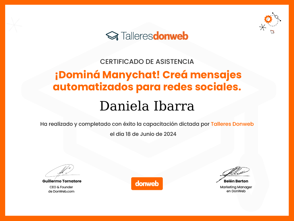 Certificado de asistencia · Talleres DonWeb