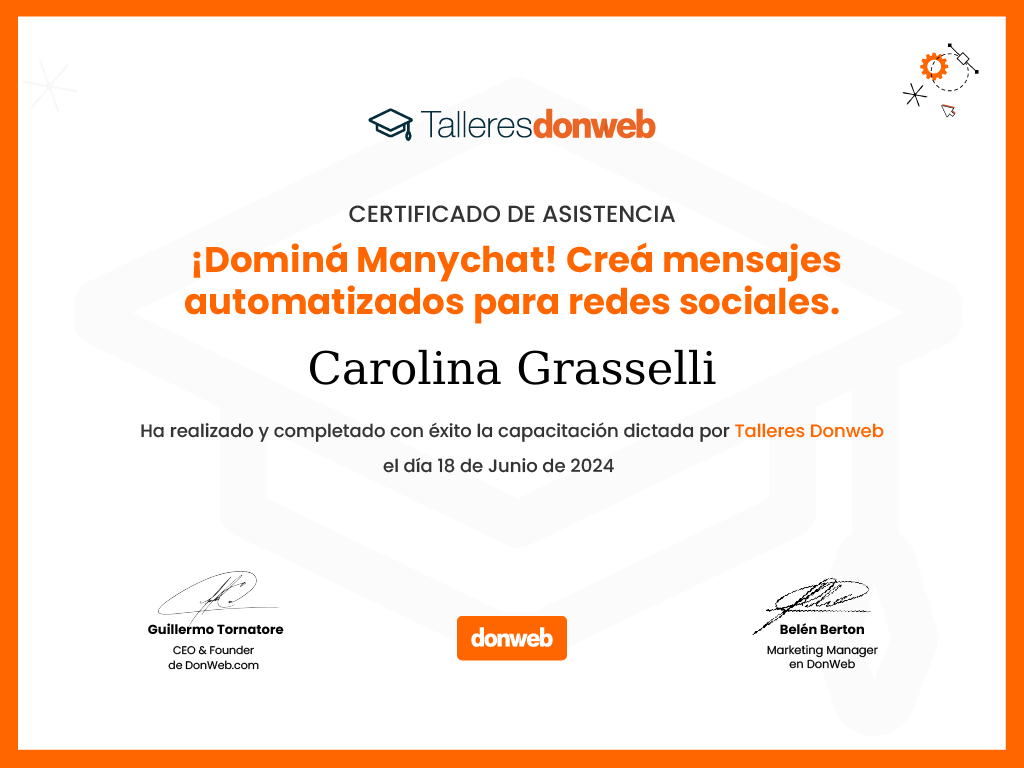 Certificado de asistencia · Talleres DonWeb