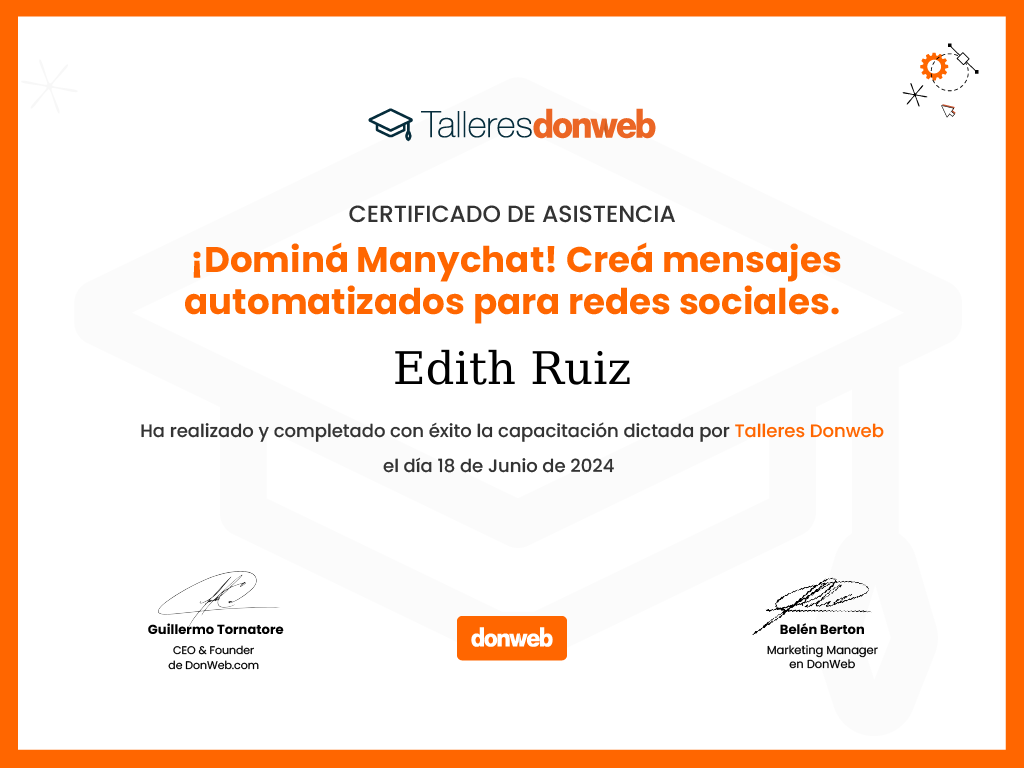 Certificado de asistencia · Talleres DonWeb