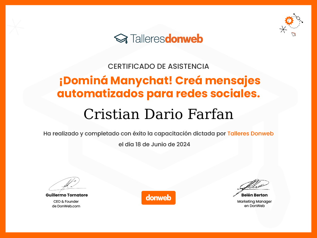 Certificado de asistencia · Talleres DonWeb