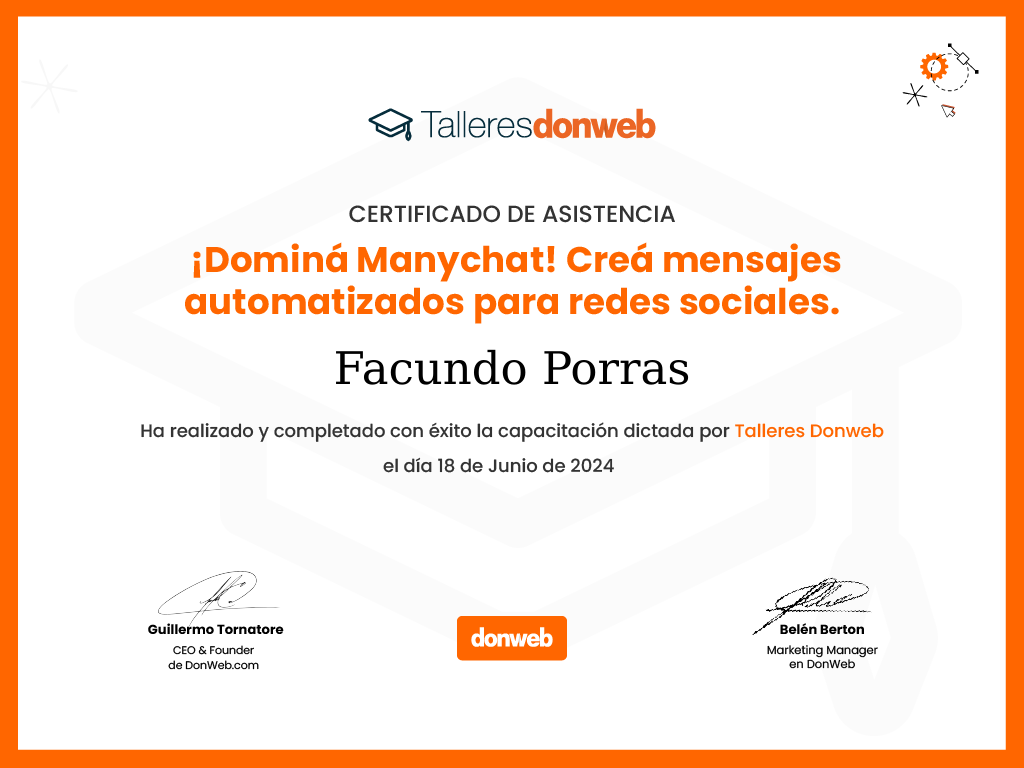 Certificado de asistencia · Talleres DonWeb