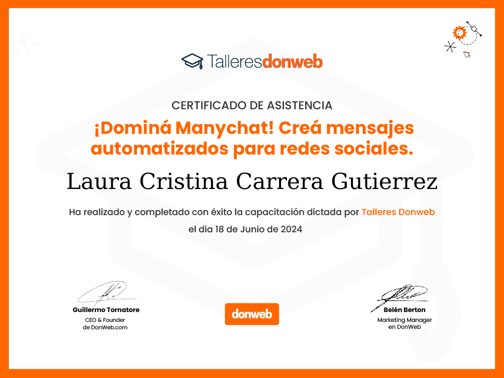 Certificado de asistencia · Talleres DonWeb