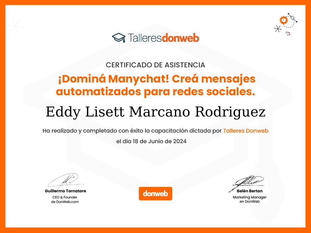 Certificado de asistencia · Talleres DonWeb