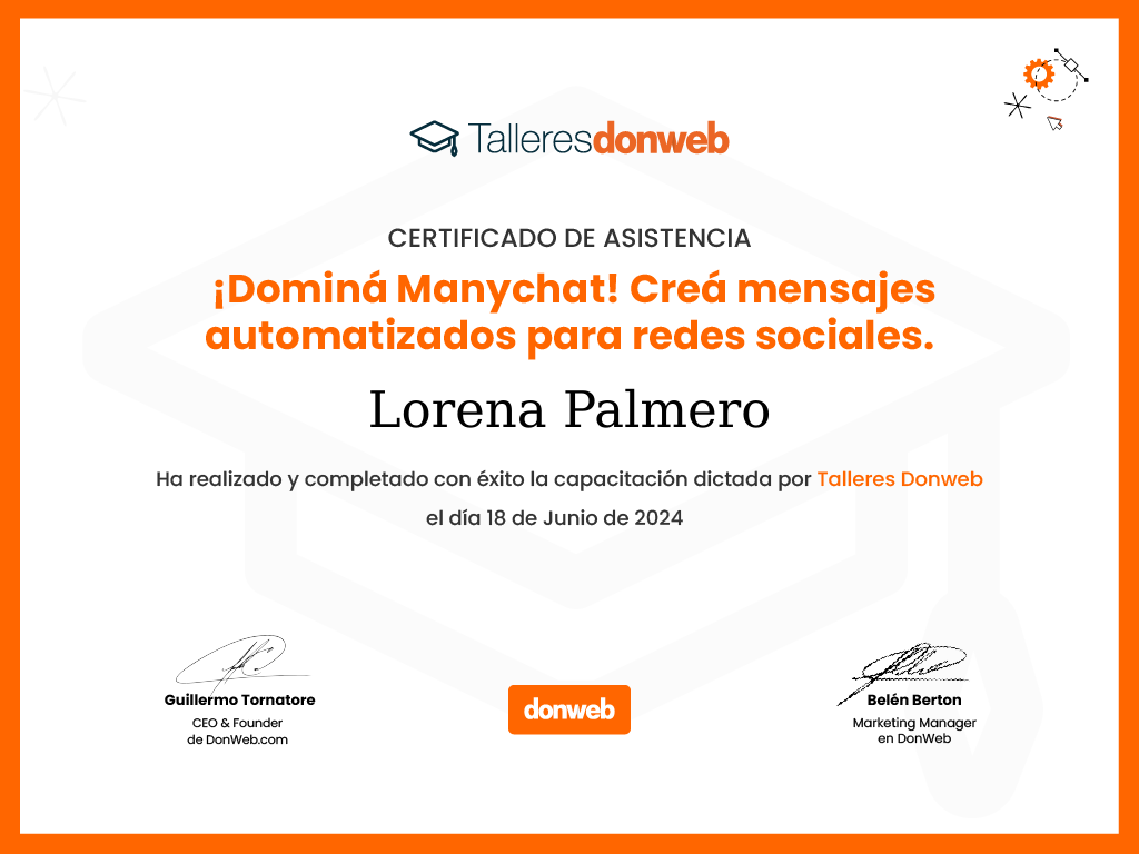 Certificado de asistencia · Talleres DonWeb
