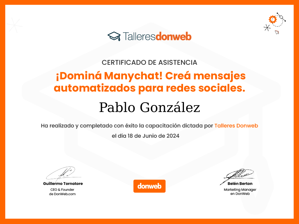 Certificado de asistencia · Talleres DonWeb