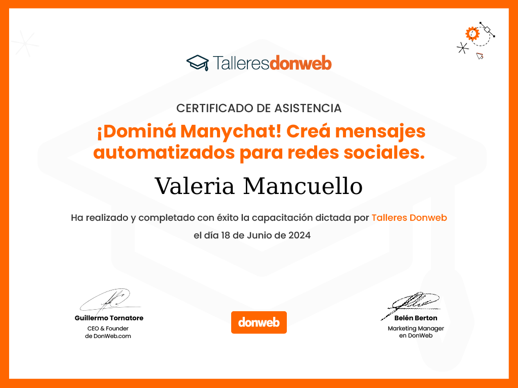 Certificado de asistencia · Talleres DonWeb