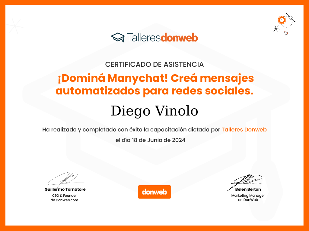 Certificado de asistencia · Talleres DonWeb