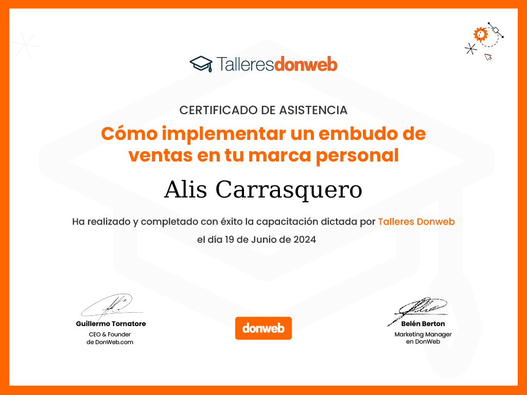 Certificado de asistencia · Talleres DonWeb