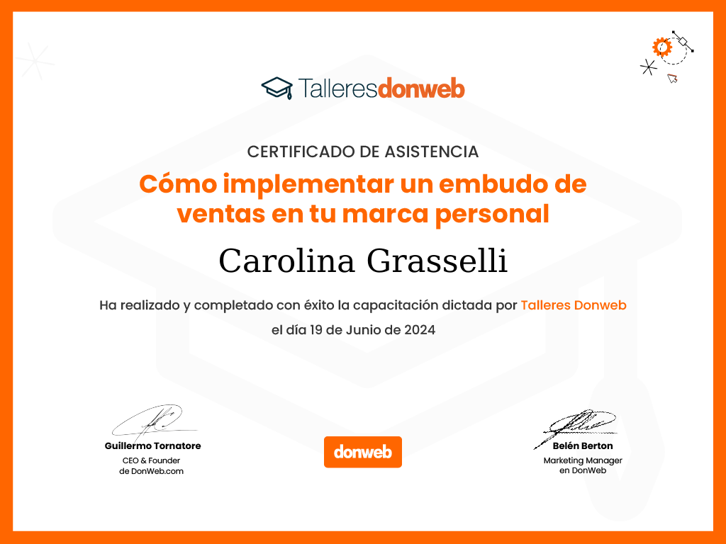 Certificado de asistencia · Talleres DonWeb