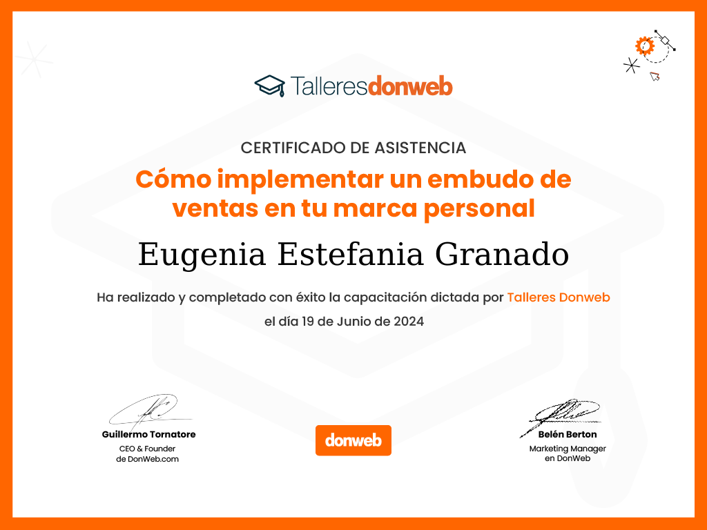Certificado de asistencia · Talleres DonWeb