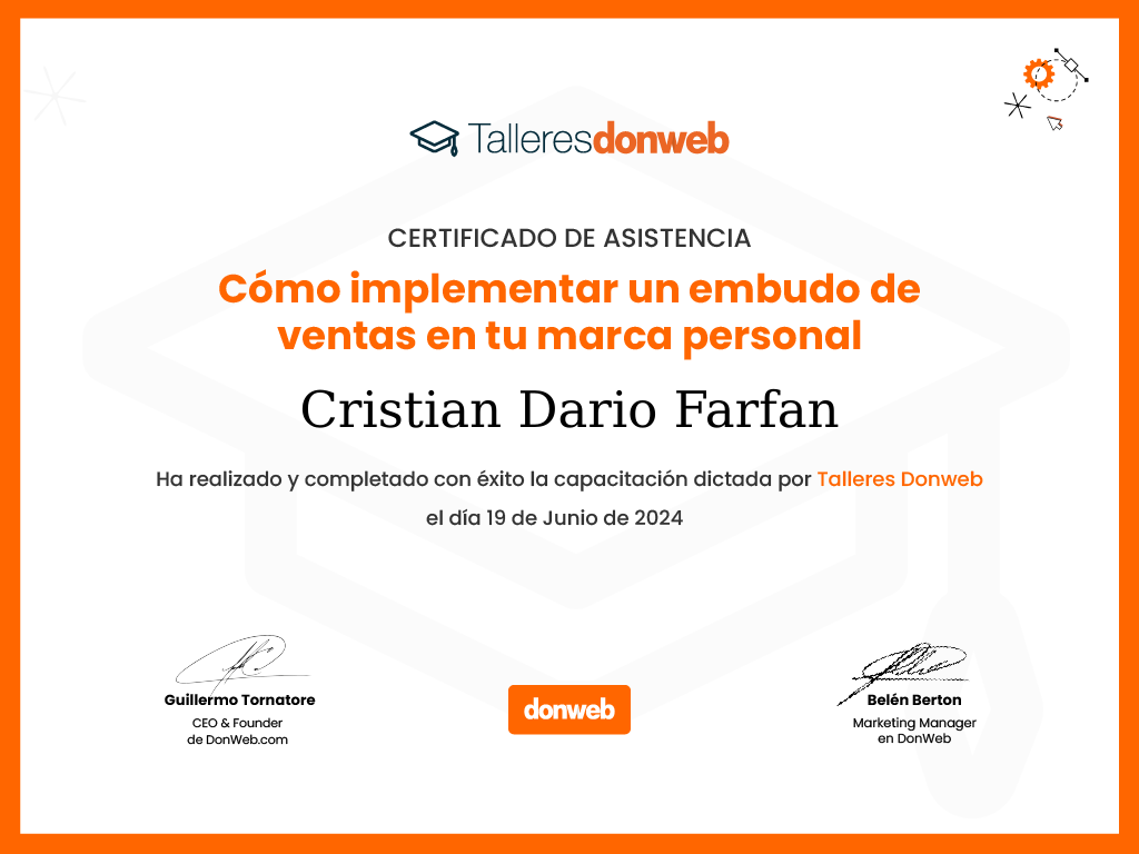 Certificado de asistencia · Talleres DonWeb