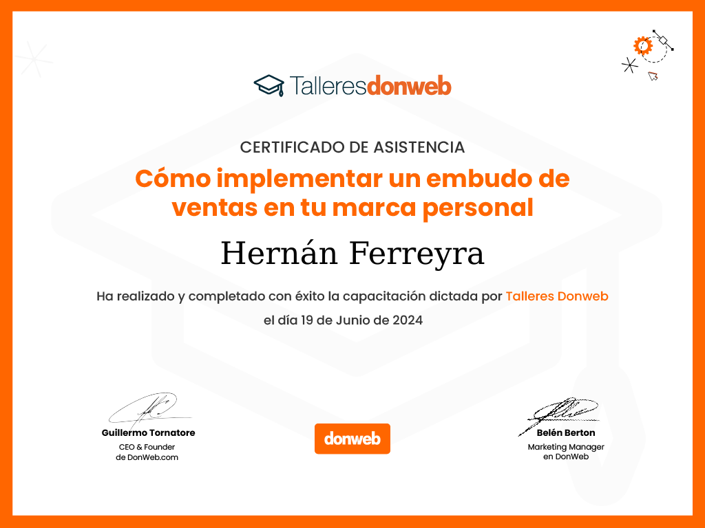 Certificado de asistencia · Talleres DonWeb