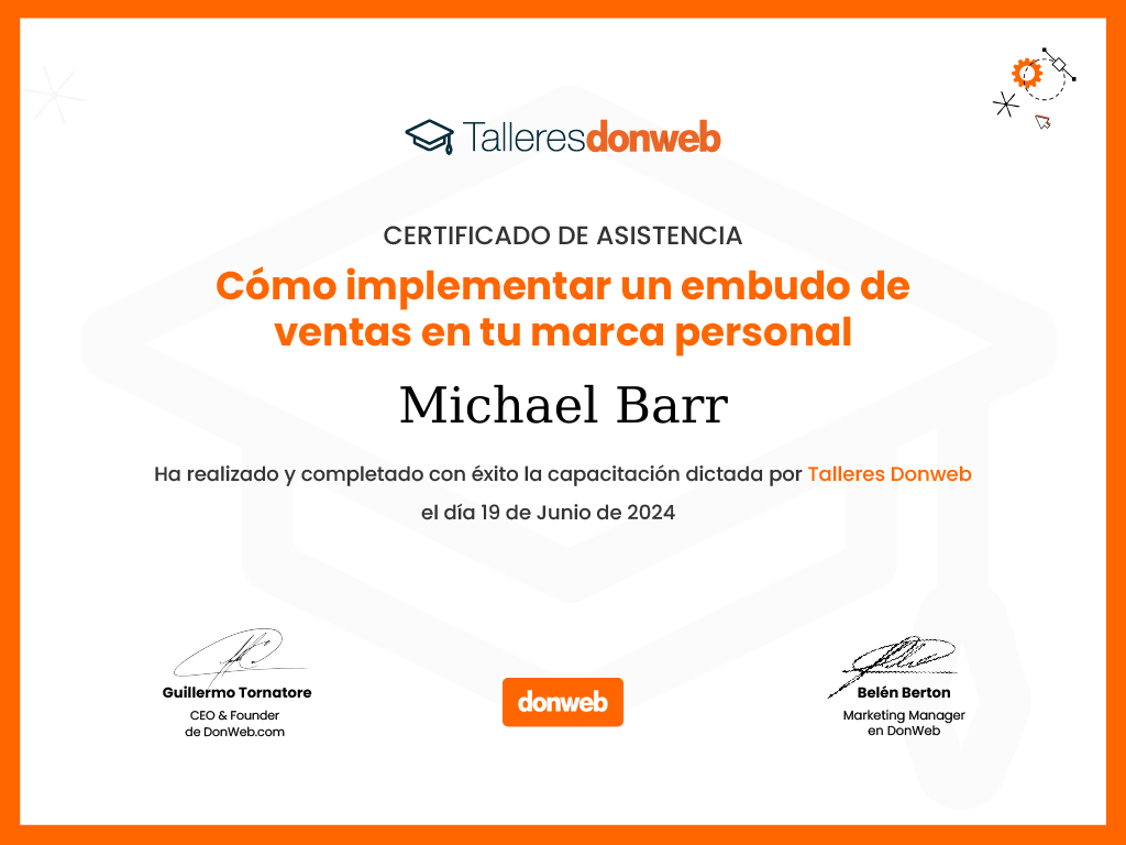 Certificado de asistencia · Talleres DonWeb