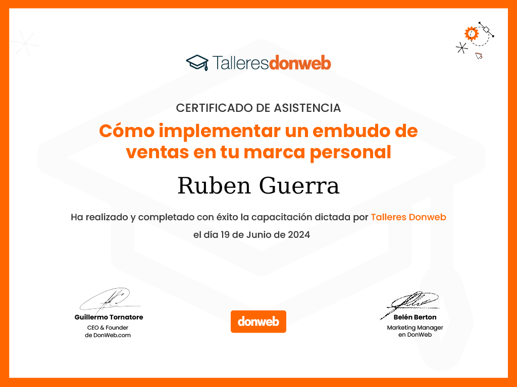 Certificado de asistencia · Talleres DonWeb