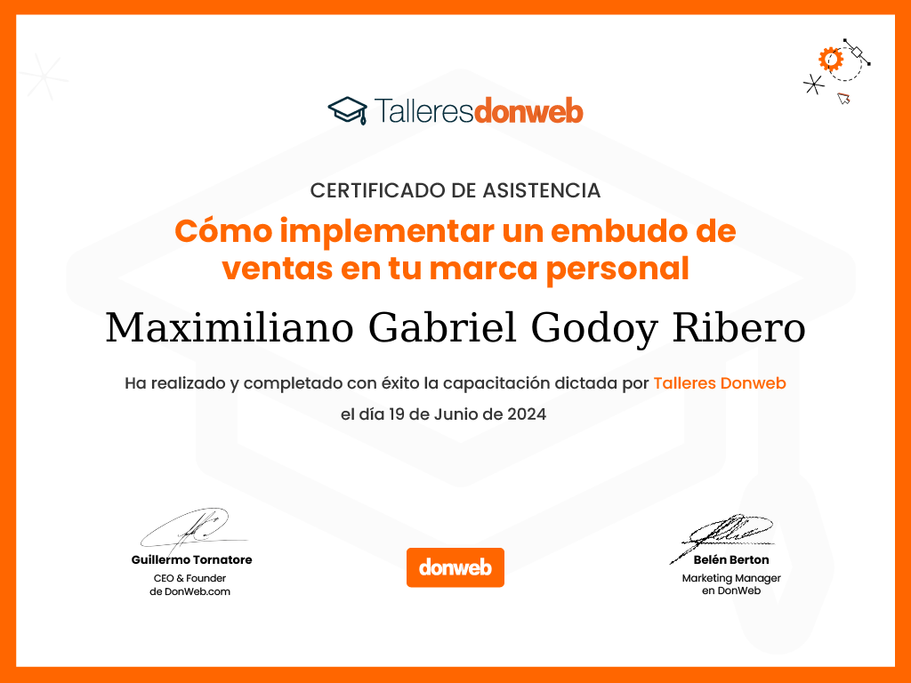 Certificado de asistencia · Talleres DonWeb