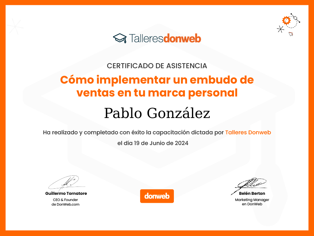 Certificado de asistencia · Talleres DonWeb