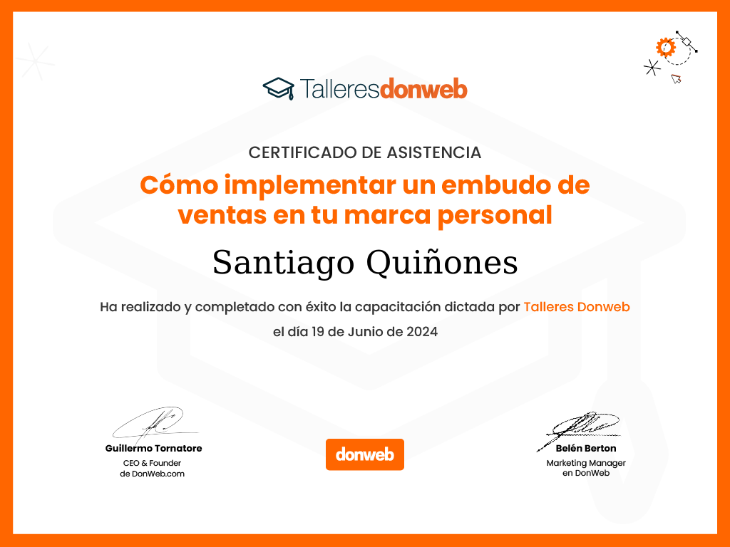 Certificado de asistencia · Talleres DonWeb