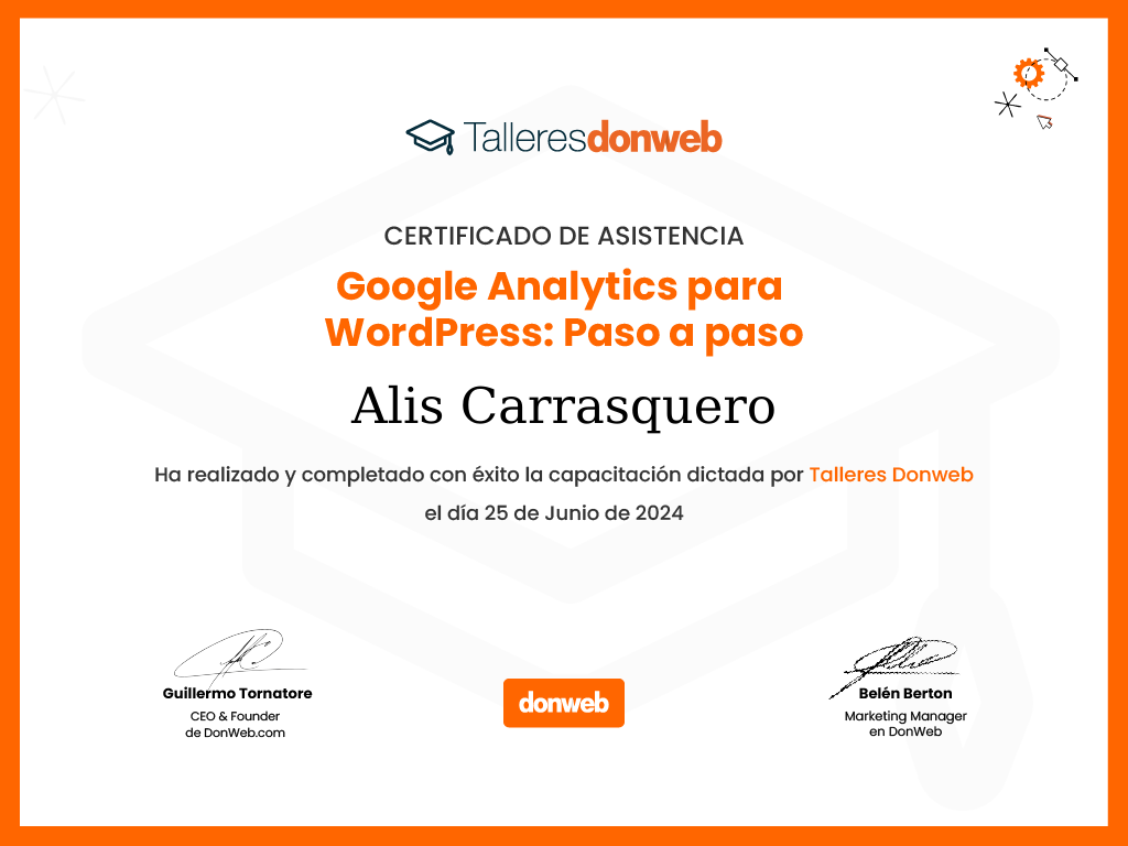 Certificado de asistencia · Talleres DonWeb
