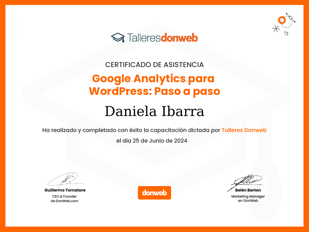 Certificado de asistencia · Talleres DonWeb