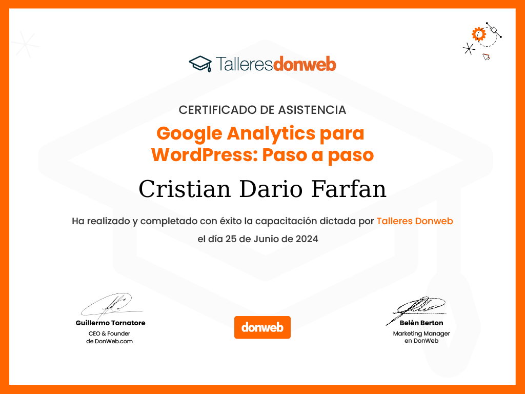 Certificado de asistencia · Talleres DonWeb