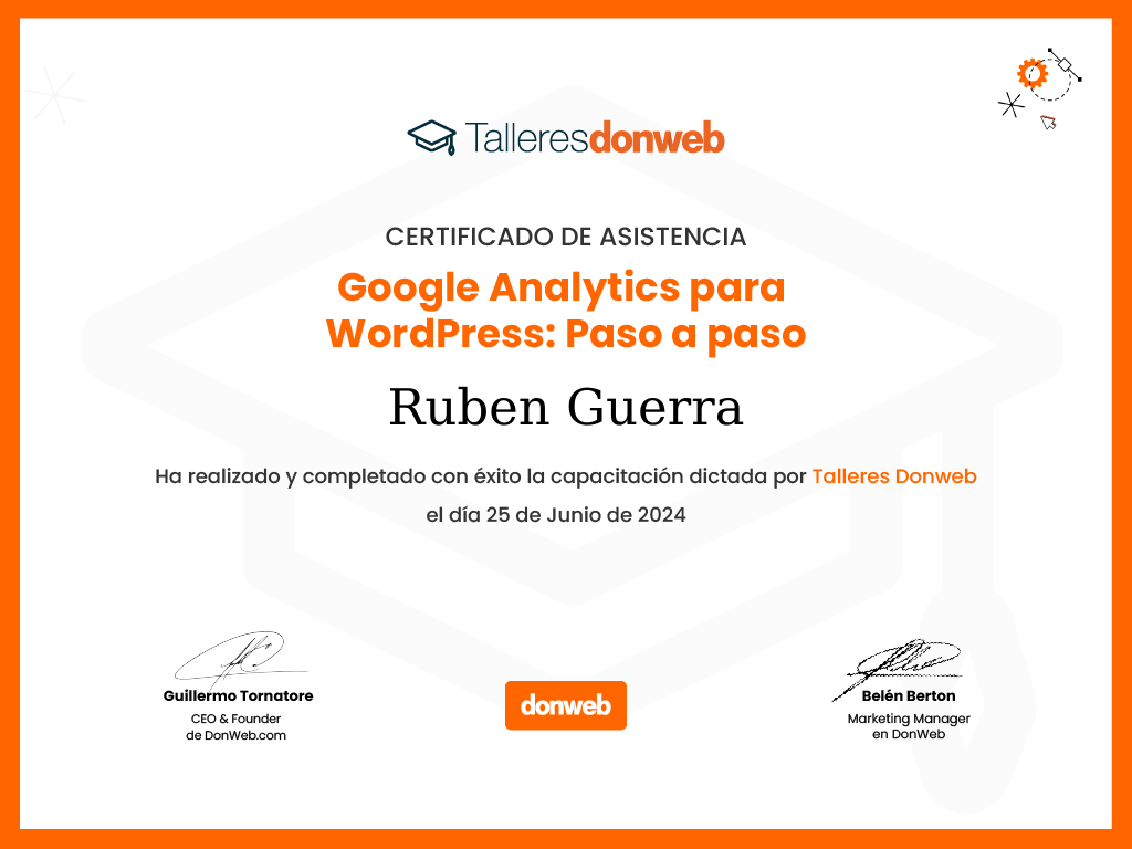 Certificado de asistencia · Talleres DonWeb