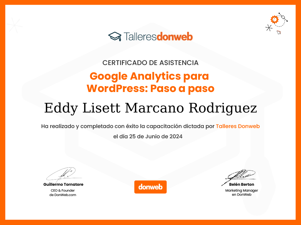 Certificado de asistencia · Talleres DonWeb
