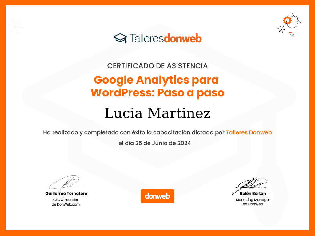 Certificado de asistencia · Talleres DonWeb