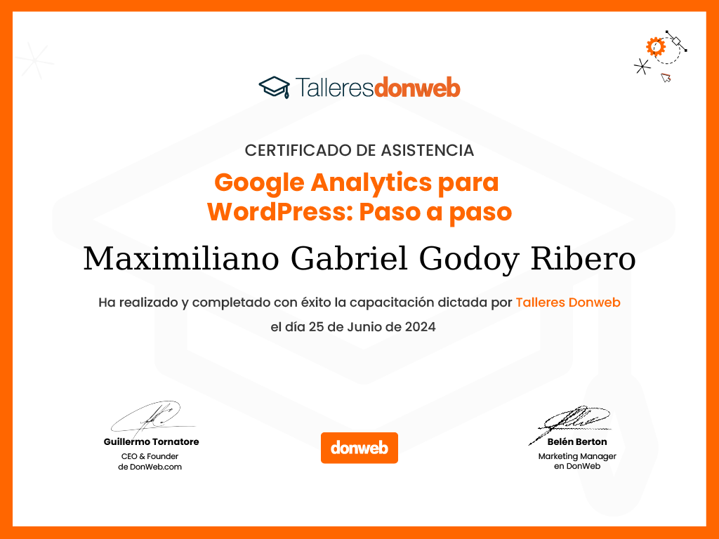 Certificado de asistencia · Talleres DonWeb