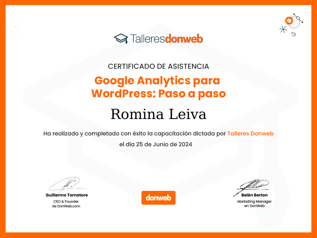Certificado de asistencia · Talleres DonWeb