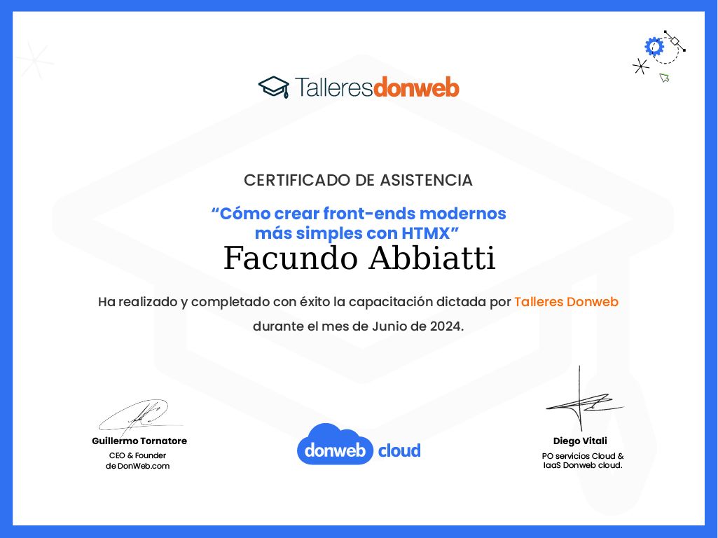 Certificado de asistencia · Talleres DonWeb