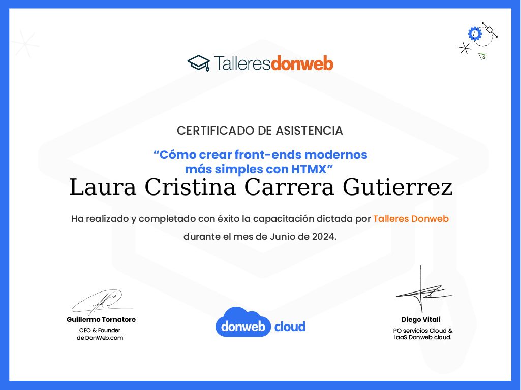 Certificado de asistencia · Talleres DonWeb