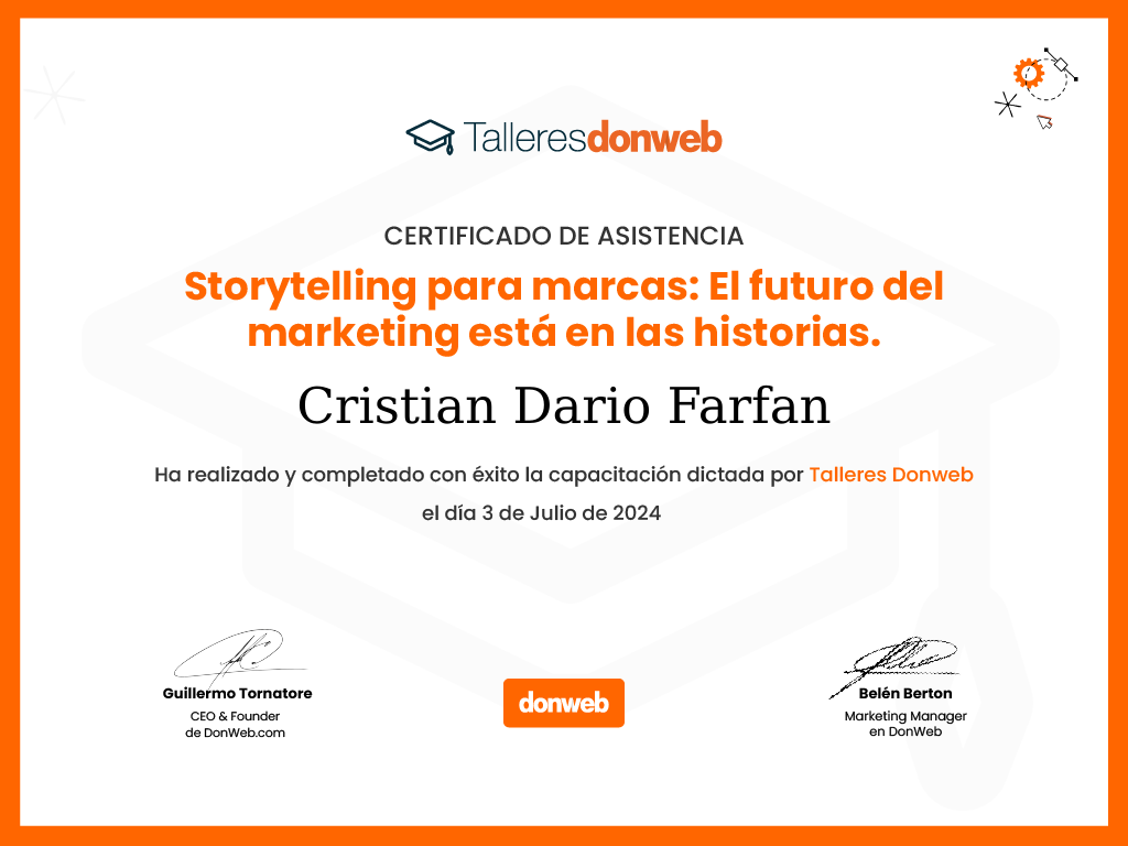 Certificado de asistencia · Talleres DonWeb