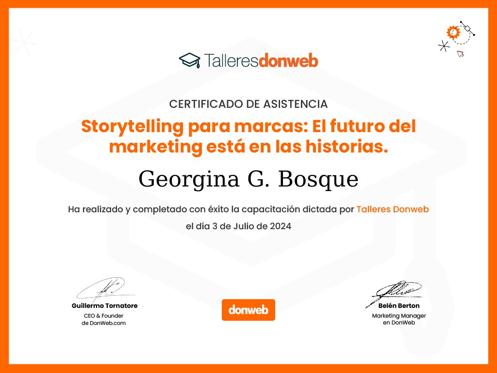Certificado de asistencia · Talleres DonWeb