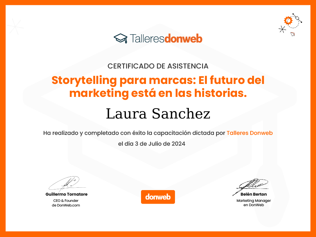 Certificado de asistencia · Talleres DonWeb