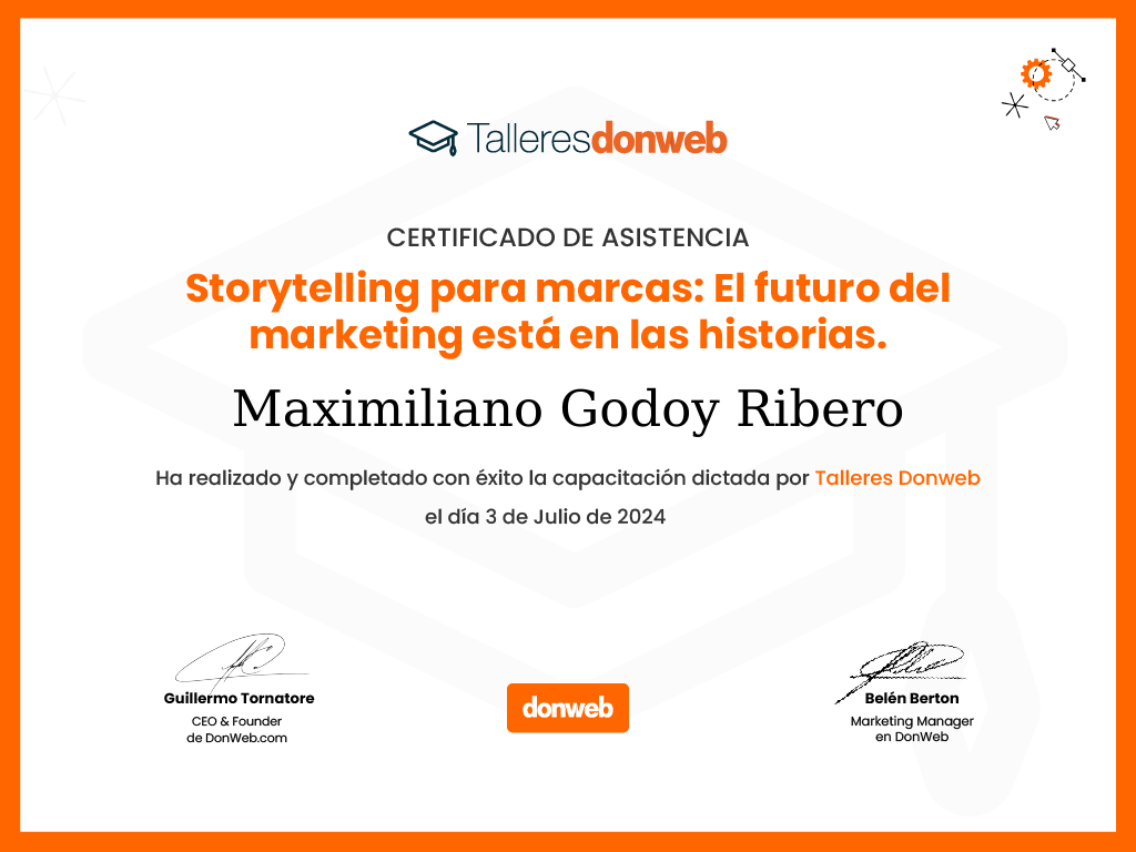 Certificado de asistencia · Talleres DonWeb