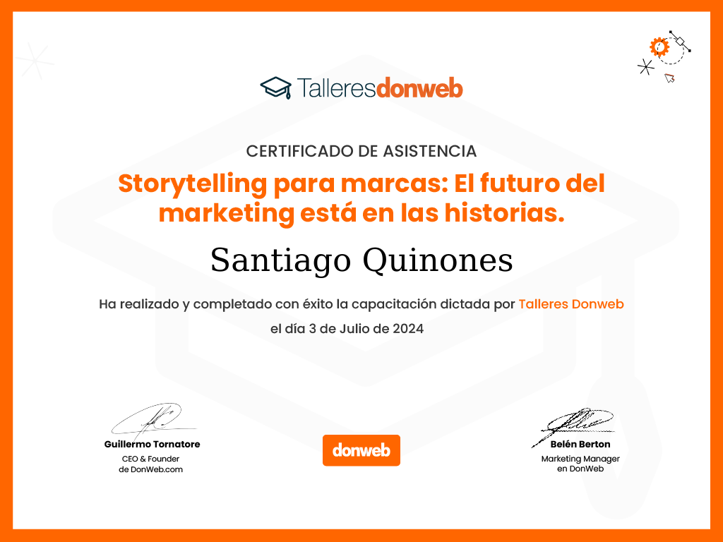 Certificado de asistencia · Talleres DonWeb