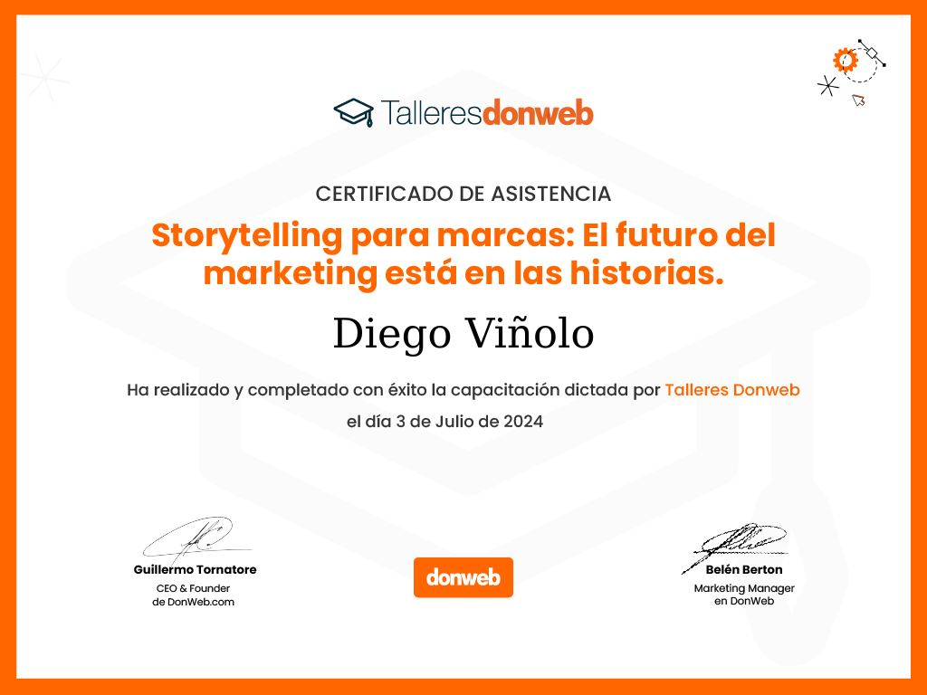 Certificado de asistencia · Talleres DonWeb