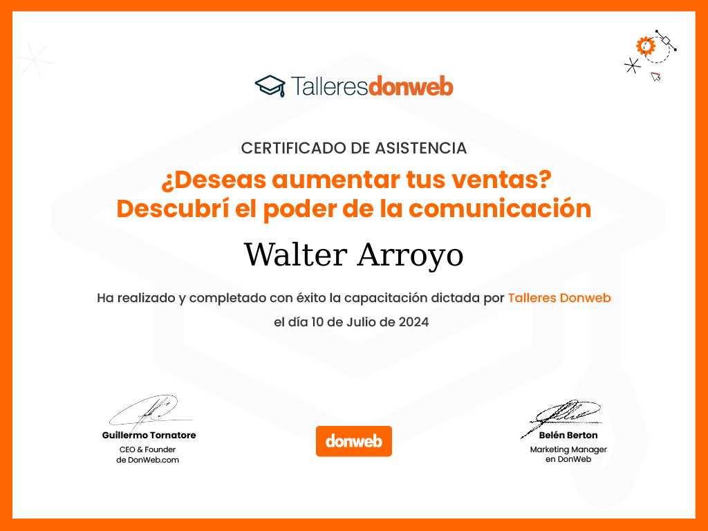 Certificado de asistencia · Talleres DonWeb