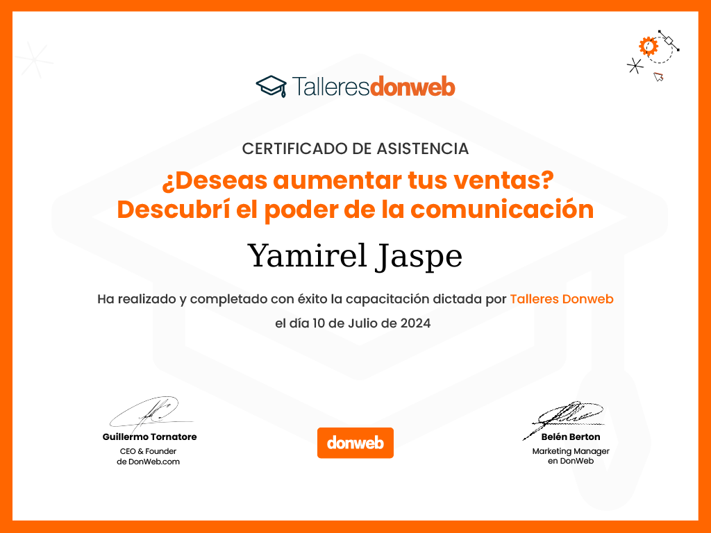 Certificado de asistencia · Talleres DonWeb