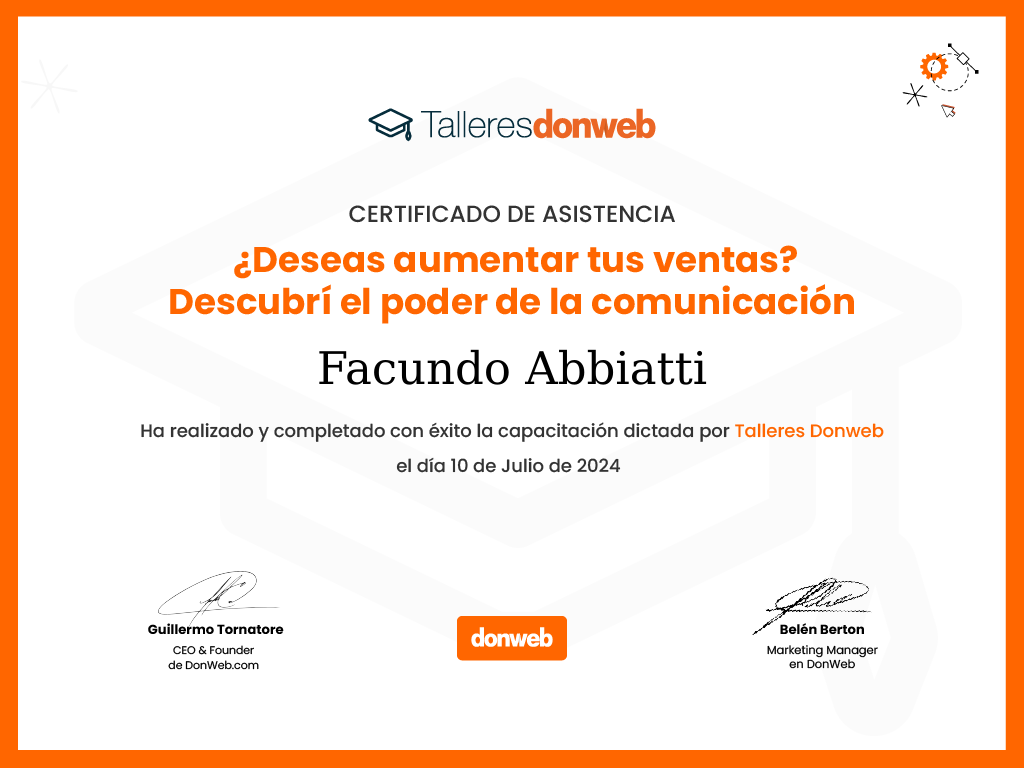 Certificado de asistencia · Talleres DonWeb