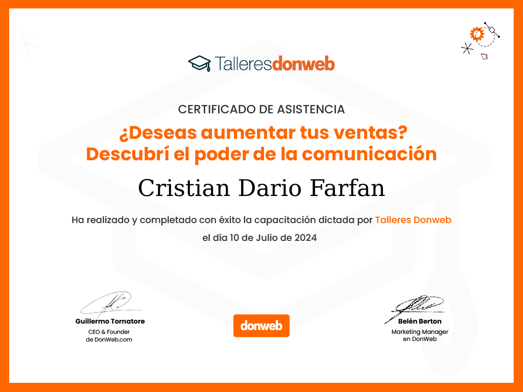 Certificado de asistencia · Talleres DonWeb