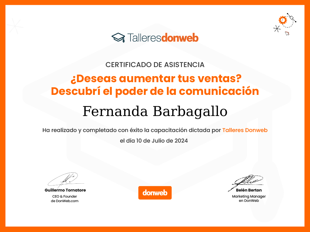Certificado de asistencia · Talleres DonWeb